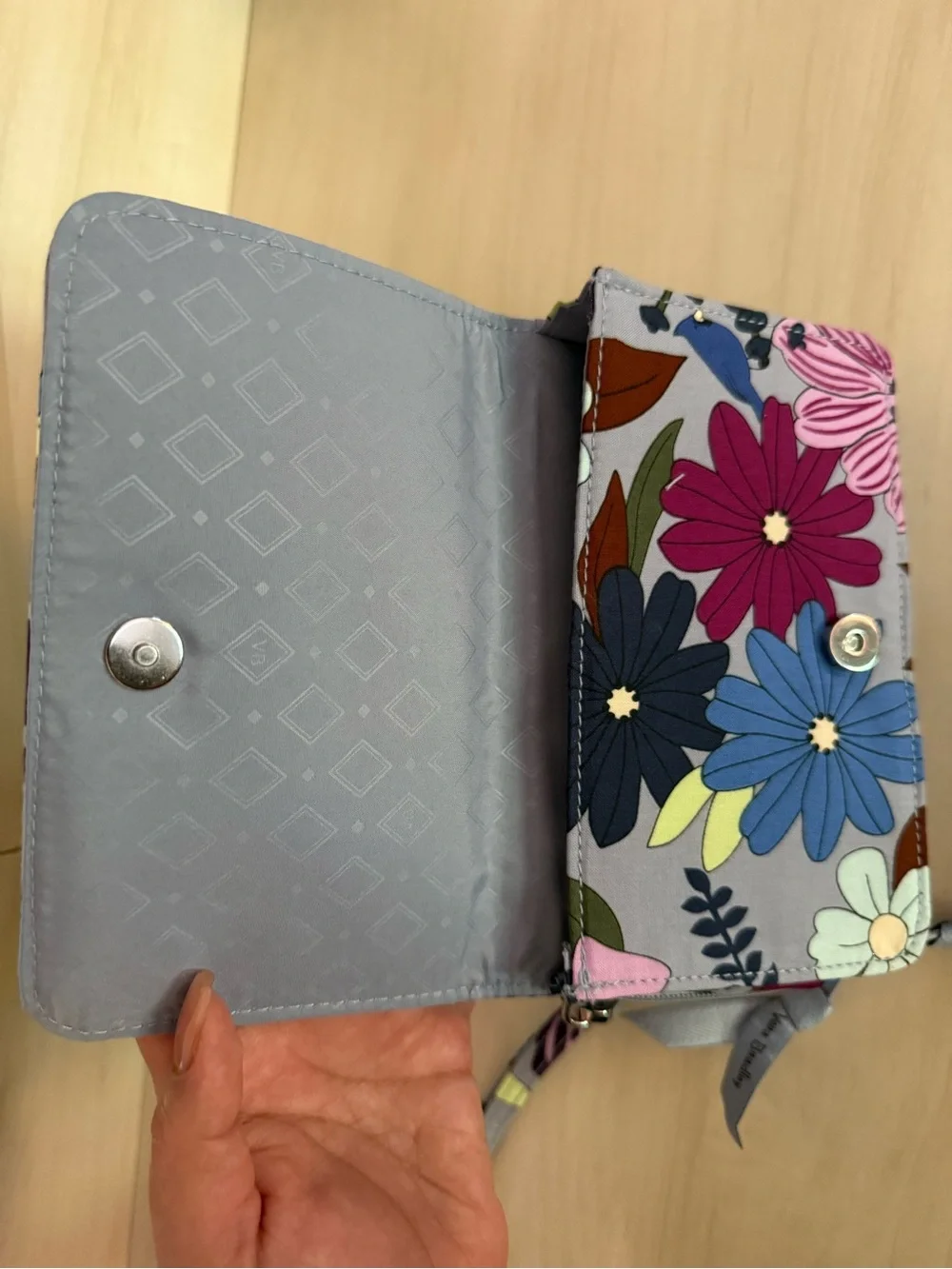 Vera Bradley Lavender Multi Floral Quilted Crossbody Wallet - Picture 3 of 7